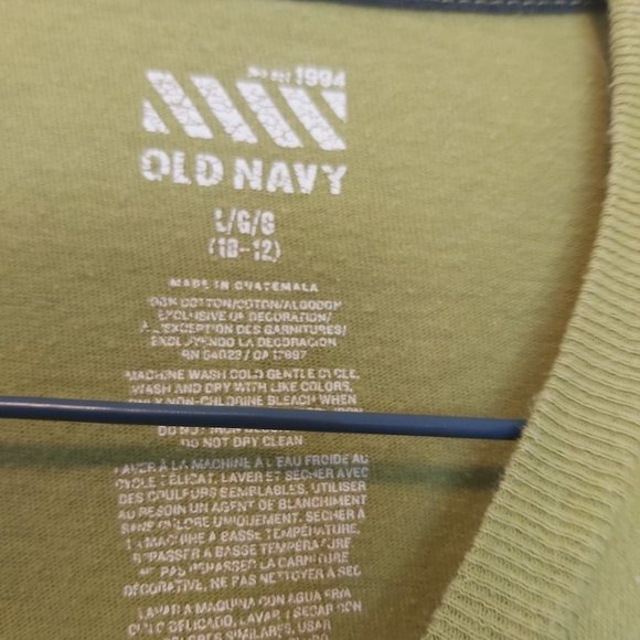 OLD NAVY | Boys 'Homework" Shirt Green Size Large 10-12 - Picture 4 of 5